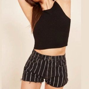 NWT Reformation Perry Jean Short High Waist Black and White Striped Size 23